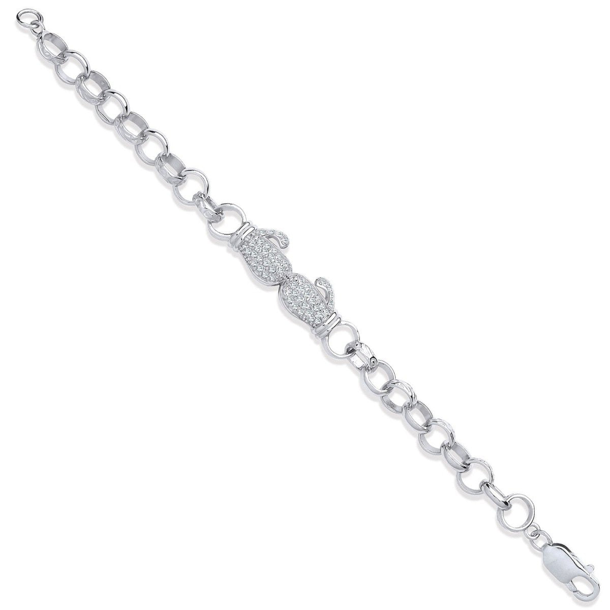 Sterling Silver Elegant Baby CZs Boxing Gloves Belcher Bracelet - Samuel Perry