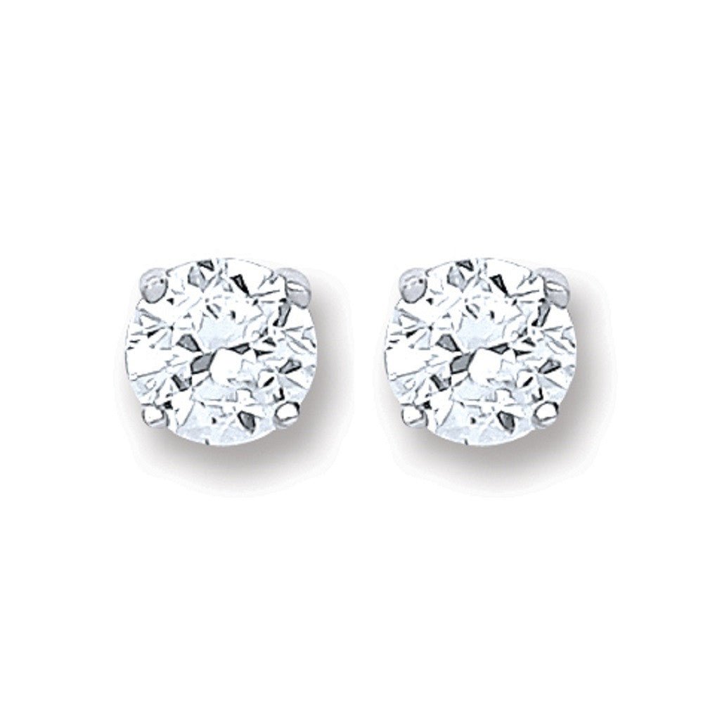 Sterling Silver Elegant Brilliant Cut Cz 6mm Claw Set Stud - Samuel Perry