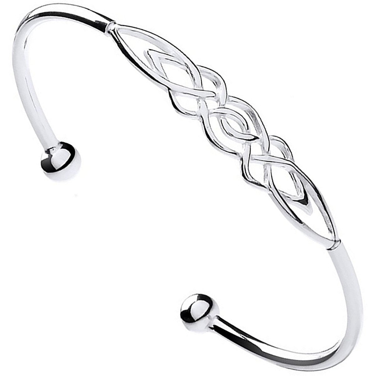 Sterling Silver Elegant Celtic Design Ladies Bangle - Samuel Perry