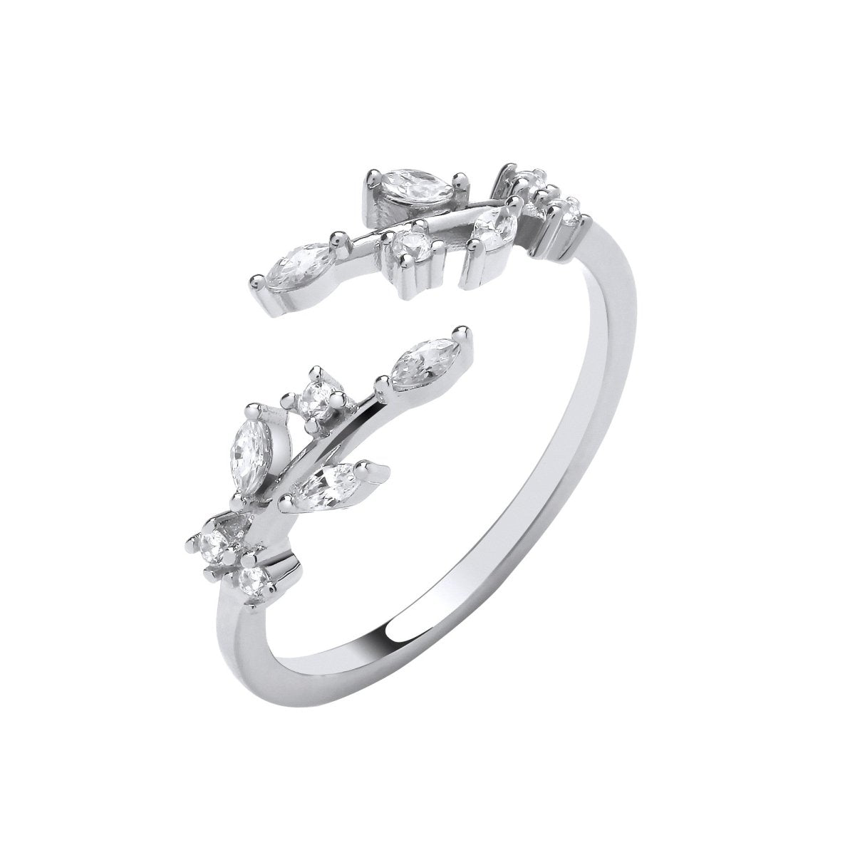 Sterling Silver Elegant Cross - Over Olive Tree CZ Ring - Samuel Perry