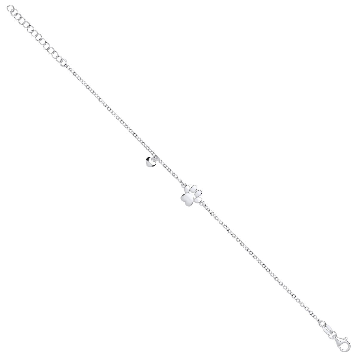 Sterling Silver Elegant Dog & Cat Paw & Heart Bracelet - Samuel Perry