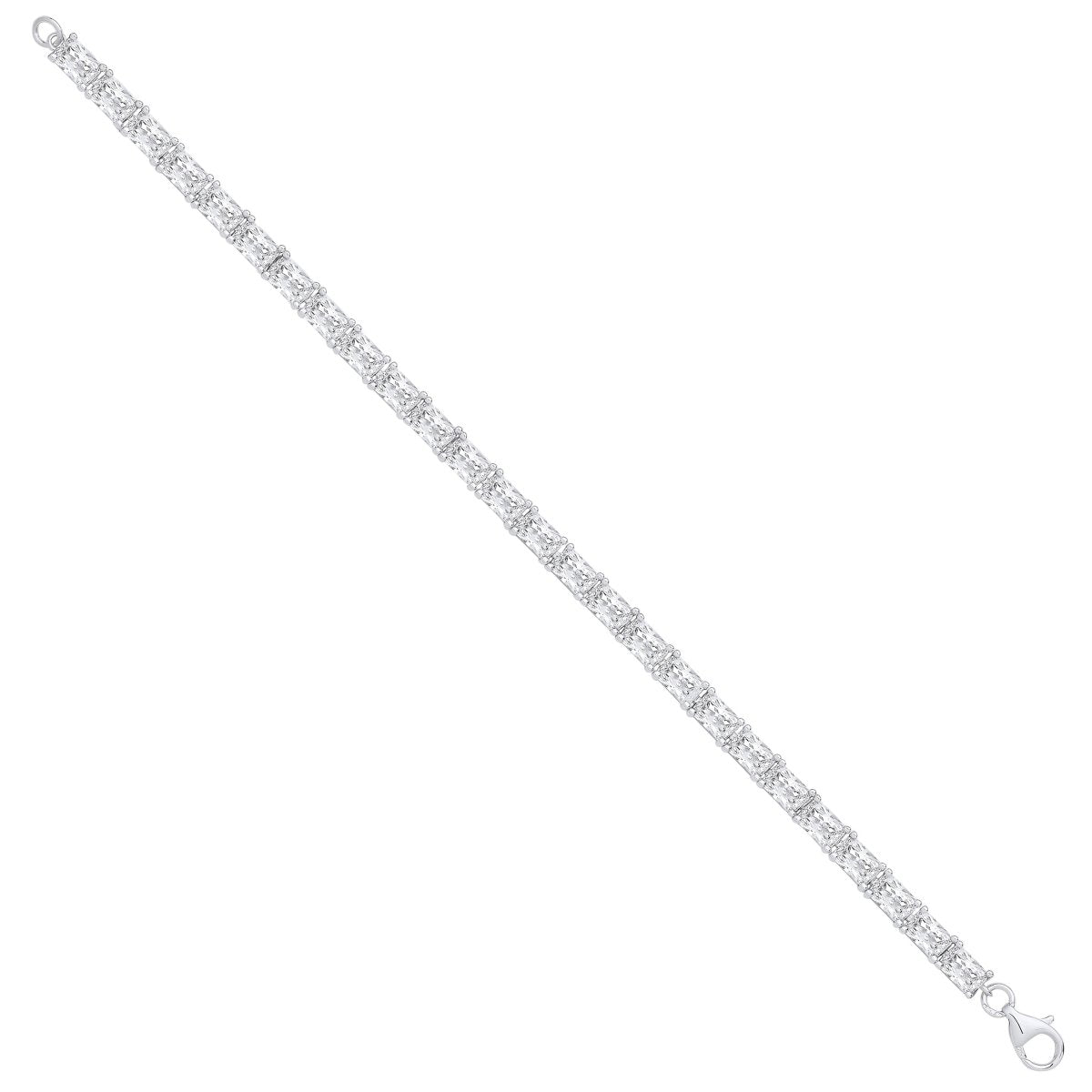 Sterling Silver Elegant Emerald Cut CZ Tennis Bracelet - Samuel Perry
