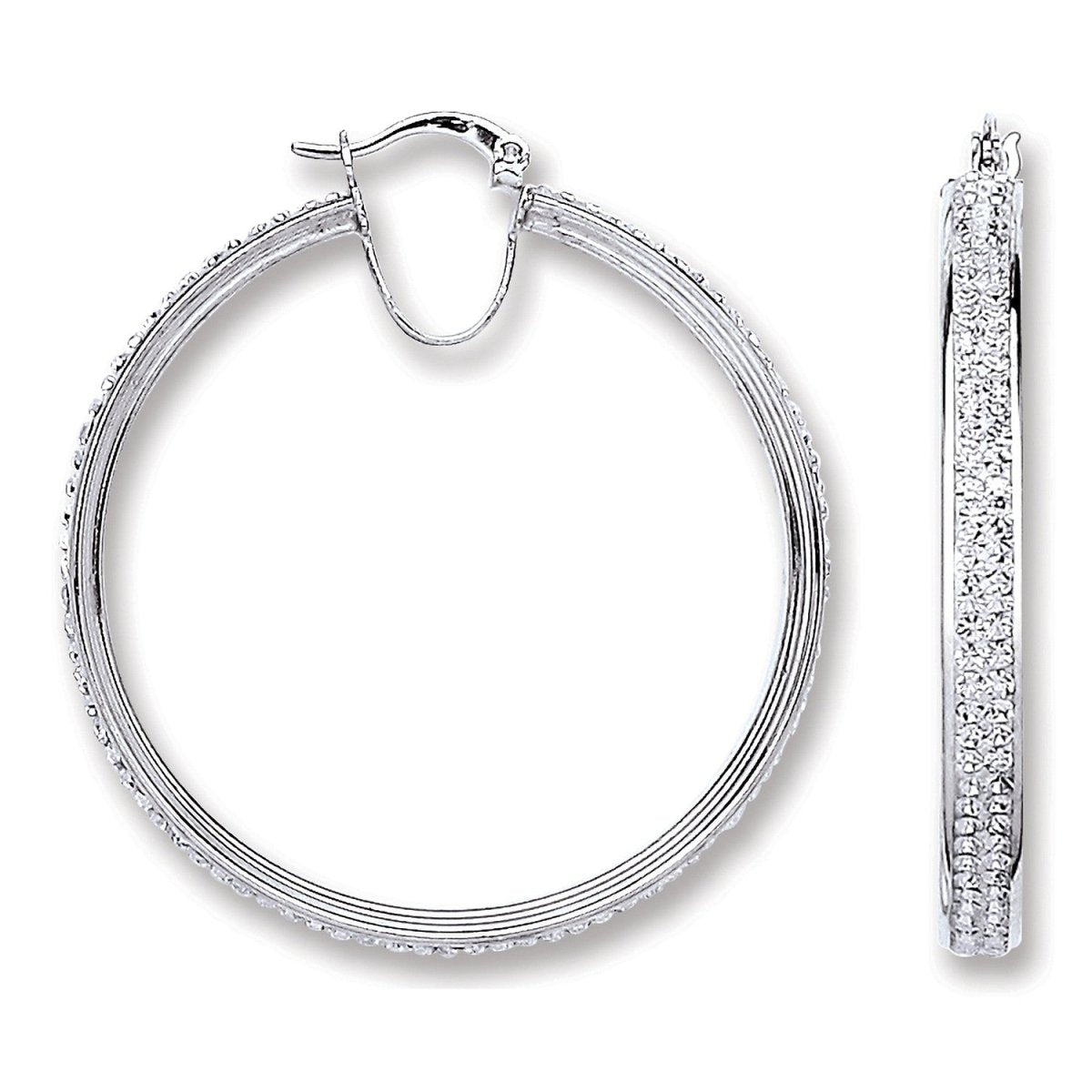 Sterling Silver Elegant Extra Large Hoop Crystal Earrings - Samuel Perry