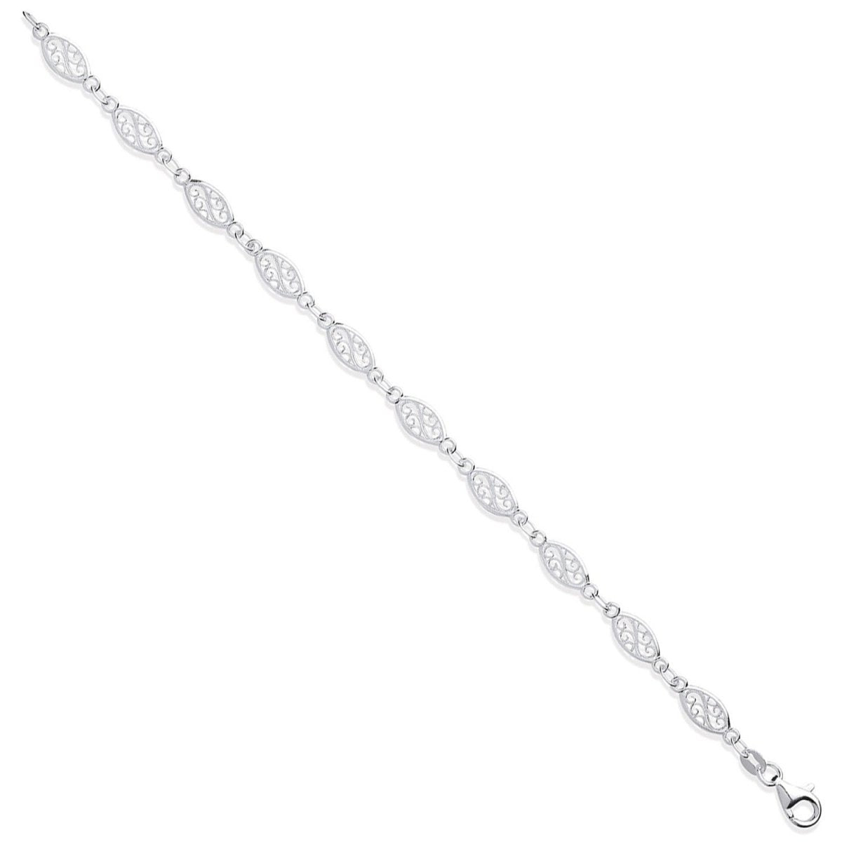 Sterling Silver Elegant Filigree Ladies Bracelet - Samuel Perry