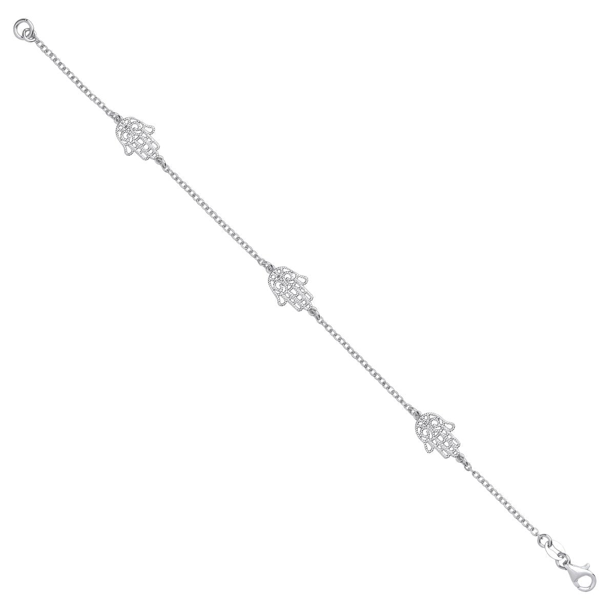 Sterling Silver Elegant Hamsa Hand Ladies Bracelet - Samuel Perry
