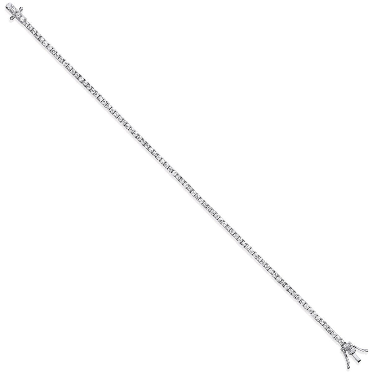 Sterling Silver Elegant High Cz Setting 2.6mm Tennis Bracelet - Samuel Perry