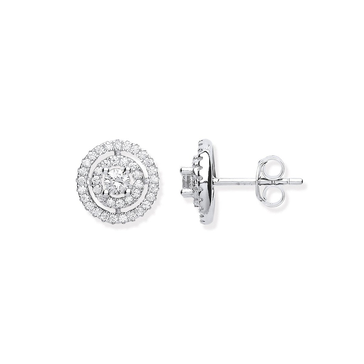 Sterling Silver Elegant Layered Cz Circle Stud Earrings - Samuel Perry