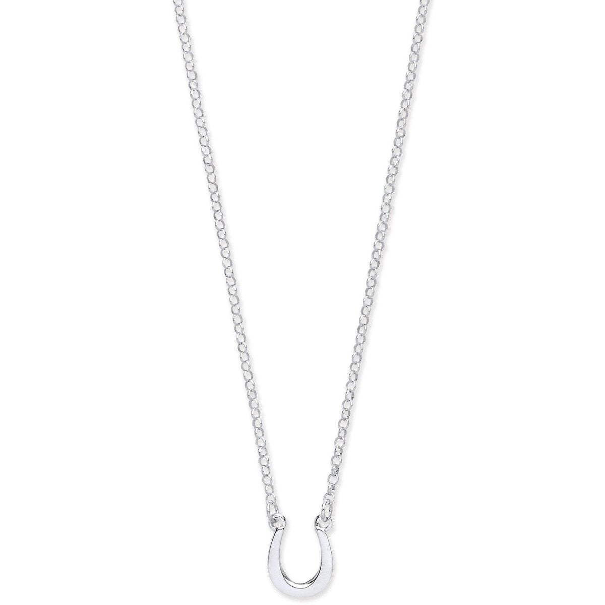 Sterling Silver Elegant Lucky Horseshoe Necklace 16" + 2" Extension - Samuel Perry