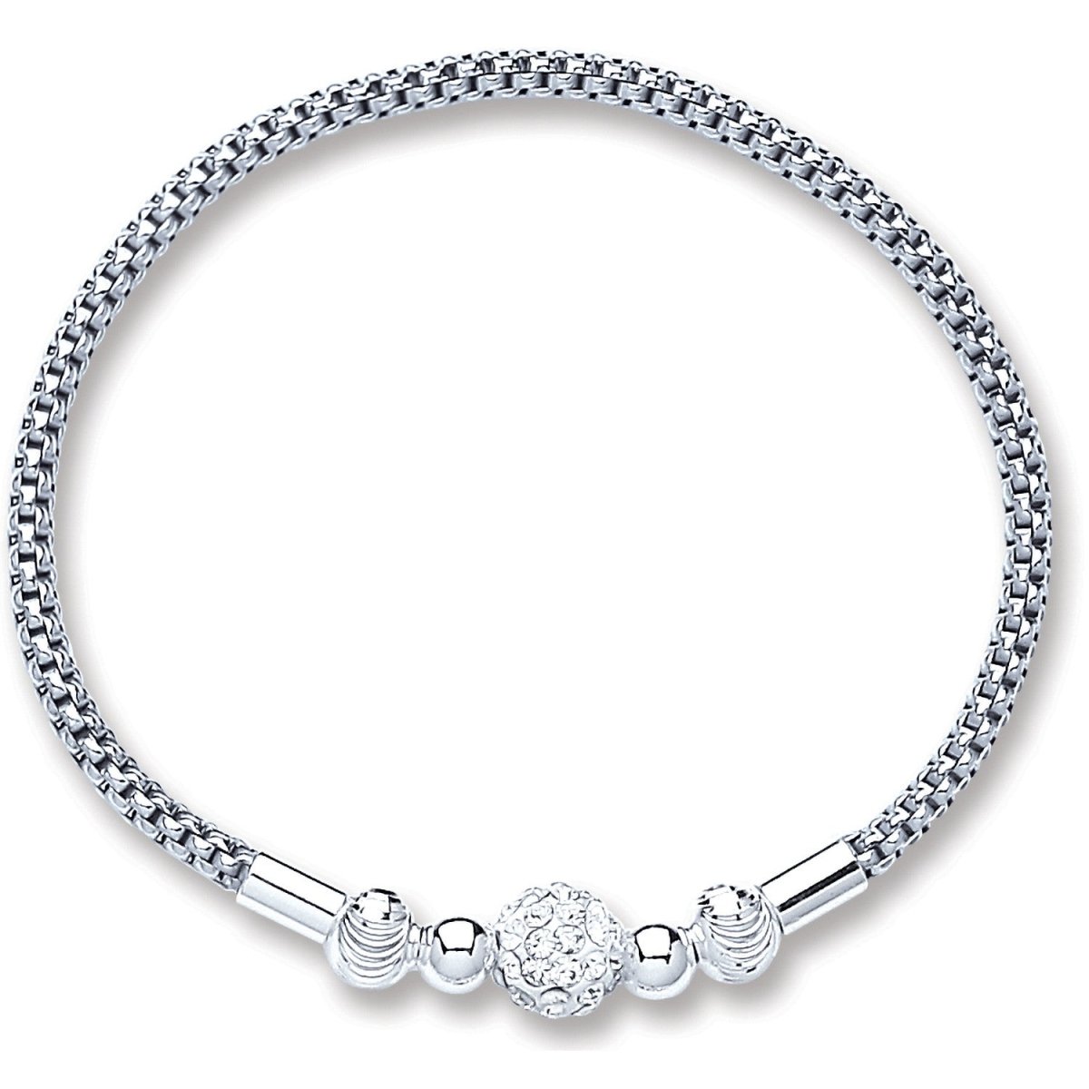 Sterling Silver Elegant Mesh with Crystal Ball Bracelet - Samuel Perry