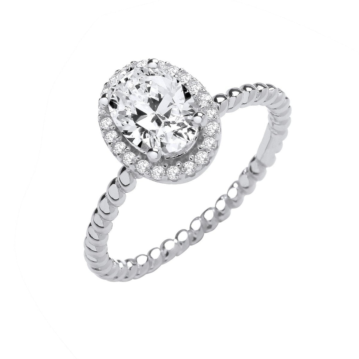 Sterling Silver Elegant Oval Cz Solitaire Ring - Samuel Perry