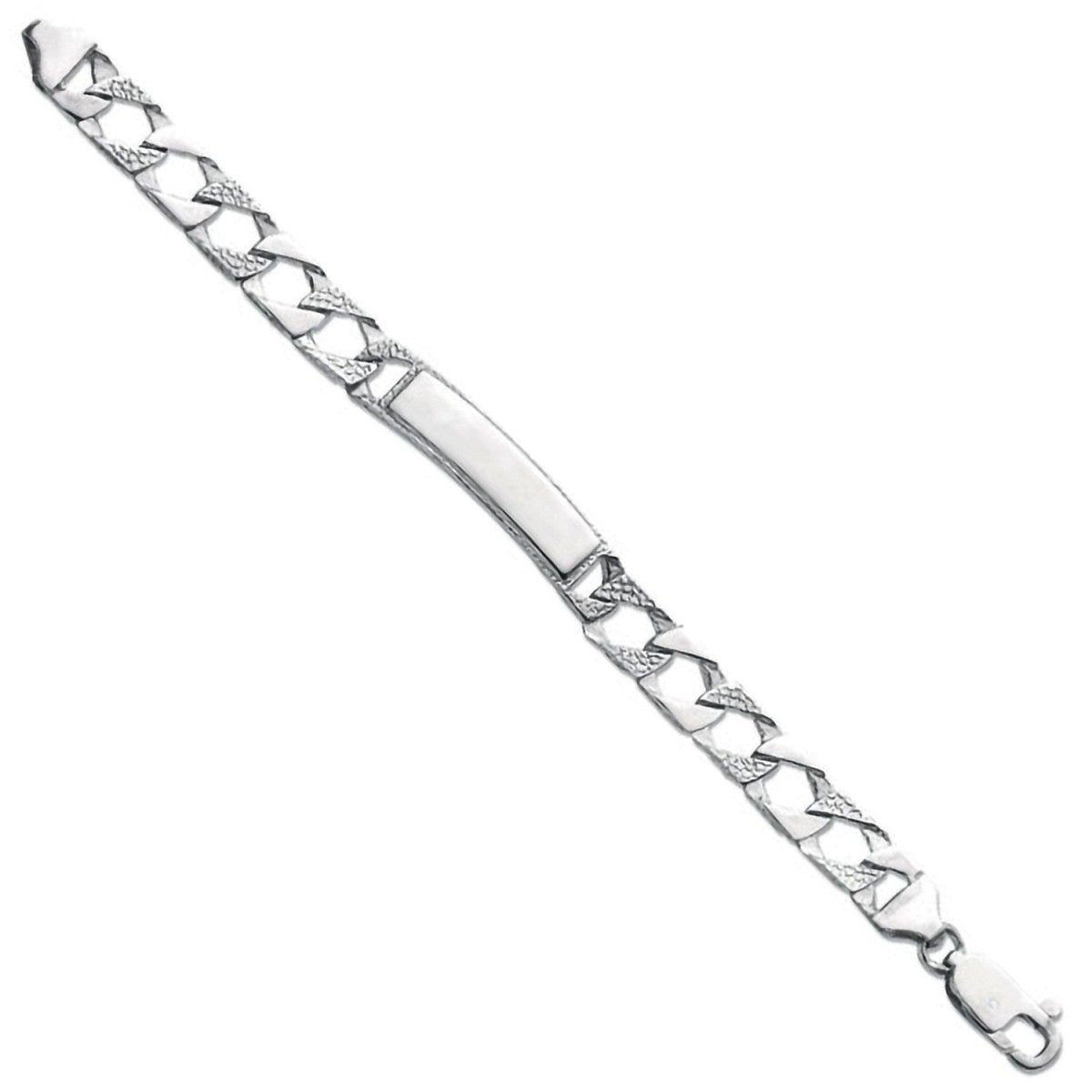 Sterling Silver Elegant Plain & Bark Casted Curb ID Baby 6" Bracelet - Samuel Perry