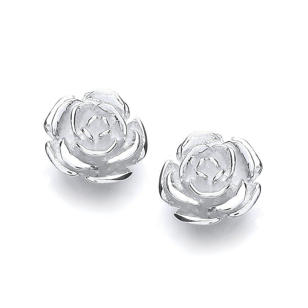Sterling Silver Elegant Rose Stud - Samuel Perry