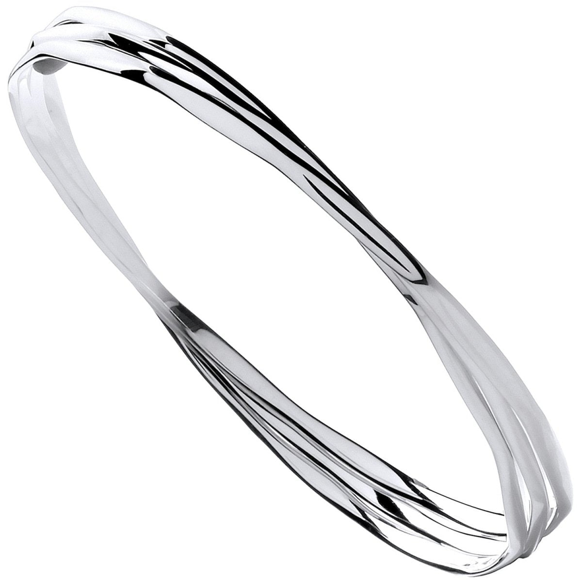 Sterling Silver Elegant Russian Faceted Ladies Bangle - Samuel Perry