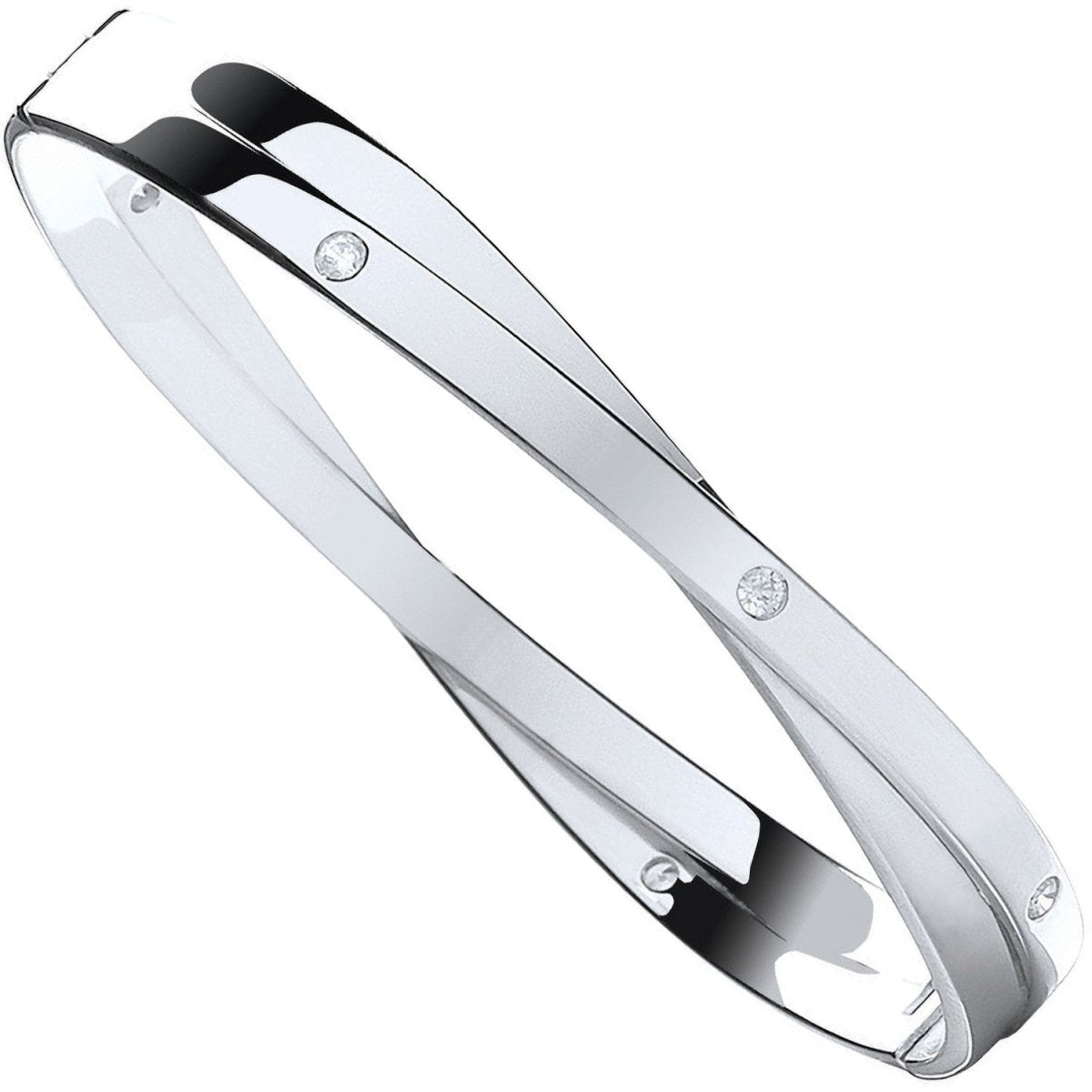 Sterling Silver Elegant Solid Cz Kiss Hinged Bangle - Samuel Perry