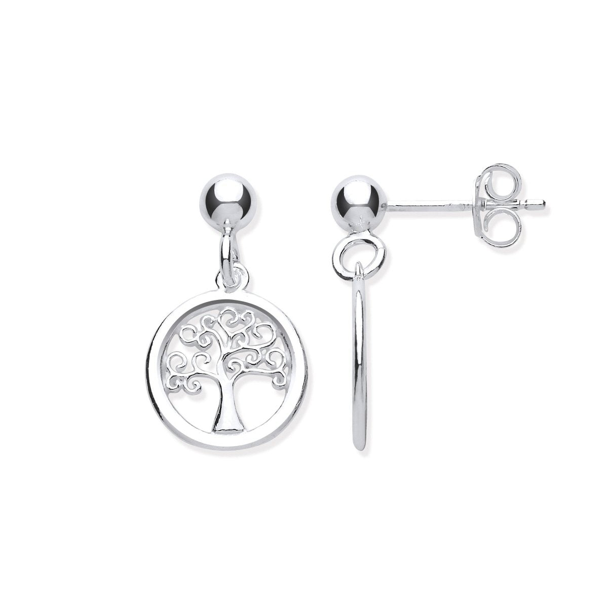 Sterling Silver Elegant Tree of Life Drop Earrings - Samuel Perry