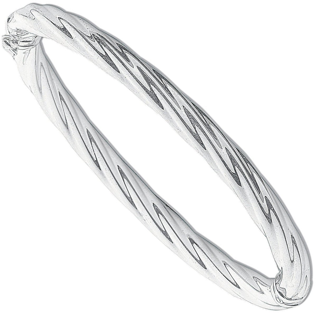 Sterling Silver Elegant Twisted Hollow Hinged Bangle - Samuel Perry