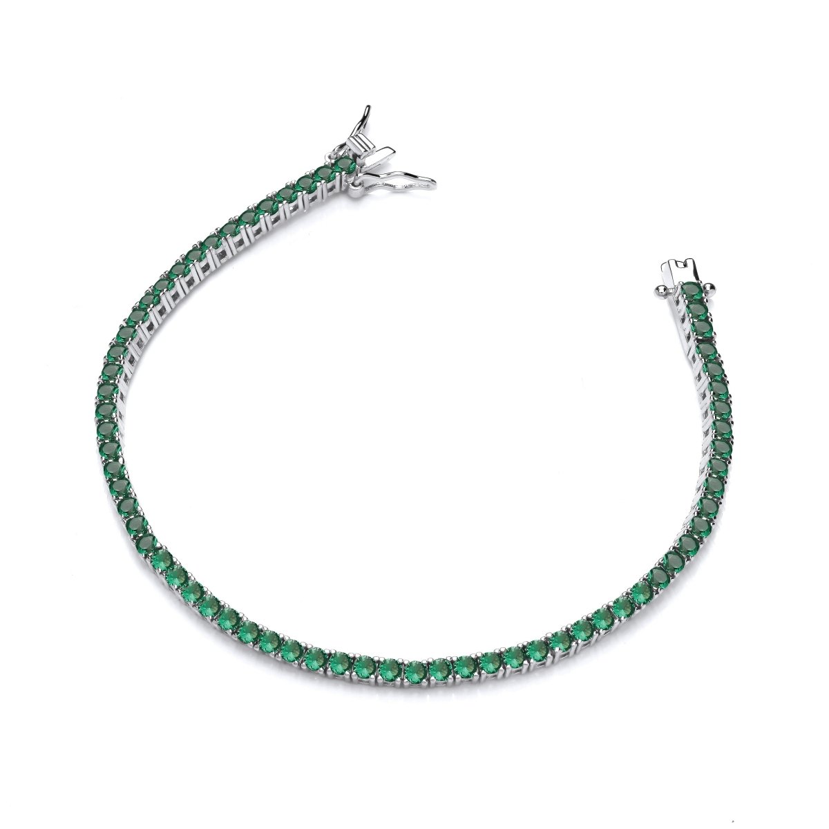 Sterling Silver Emerald Green CZ Tennis Bracelet - Samuel Perry