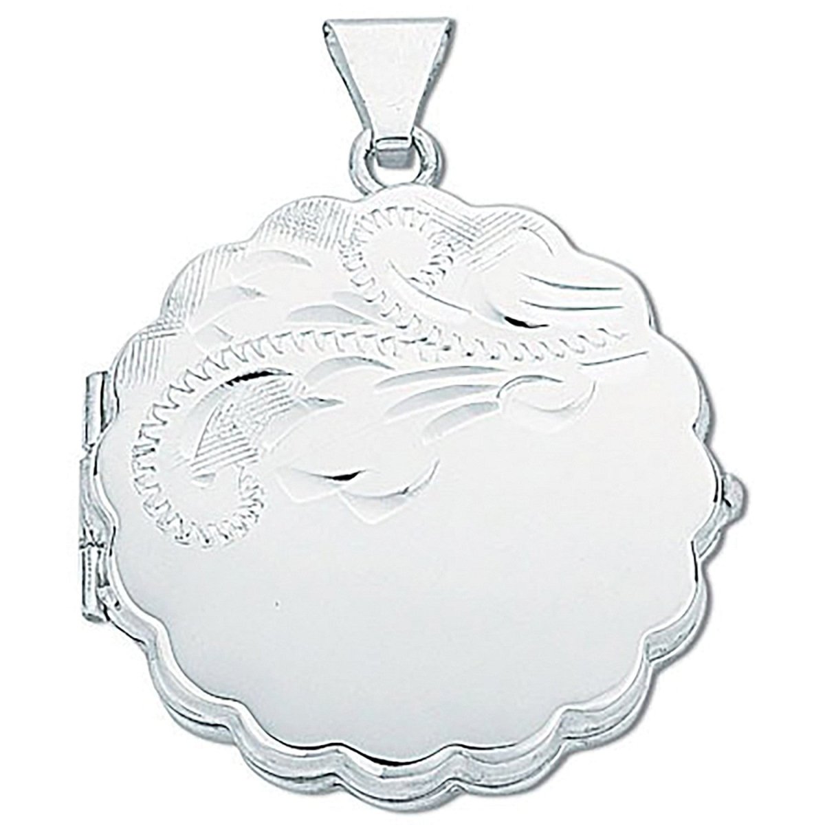 Sterling Silver Engraved Round Locket - Samuel Perry