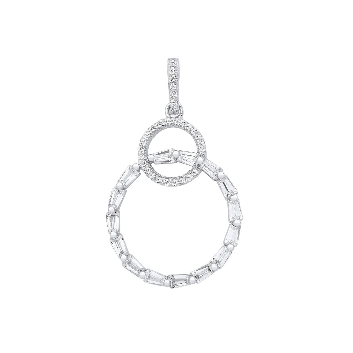 Sterling Silver Entwined Circles Drop CZ Pendant - Luxurious - Samuel Perry