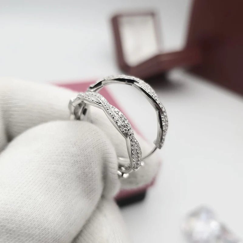 Sterling Silver Entwined Hoop CZ Earrings - Samuel Perry