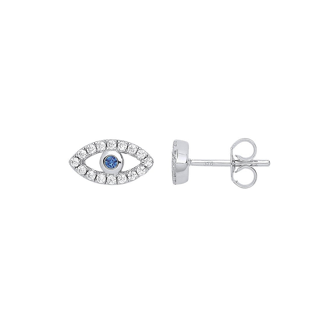 Sterling Silver Evil Eye Cz Studs - Samuel Perry