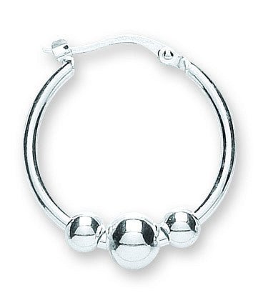 Sterling Silver Fancy Ball Hoop Earrings - Samuel Perry