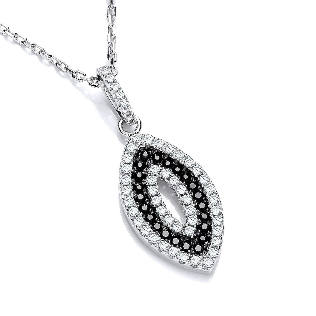 Sterling Silver Fancy Black and White CZ Necklace - Samuel Perry