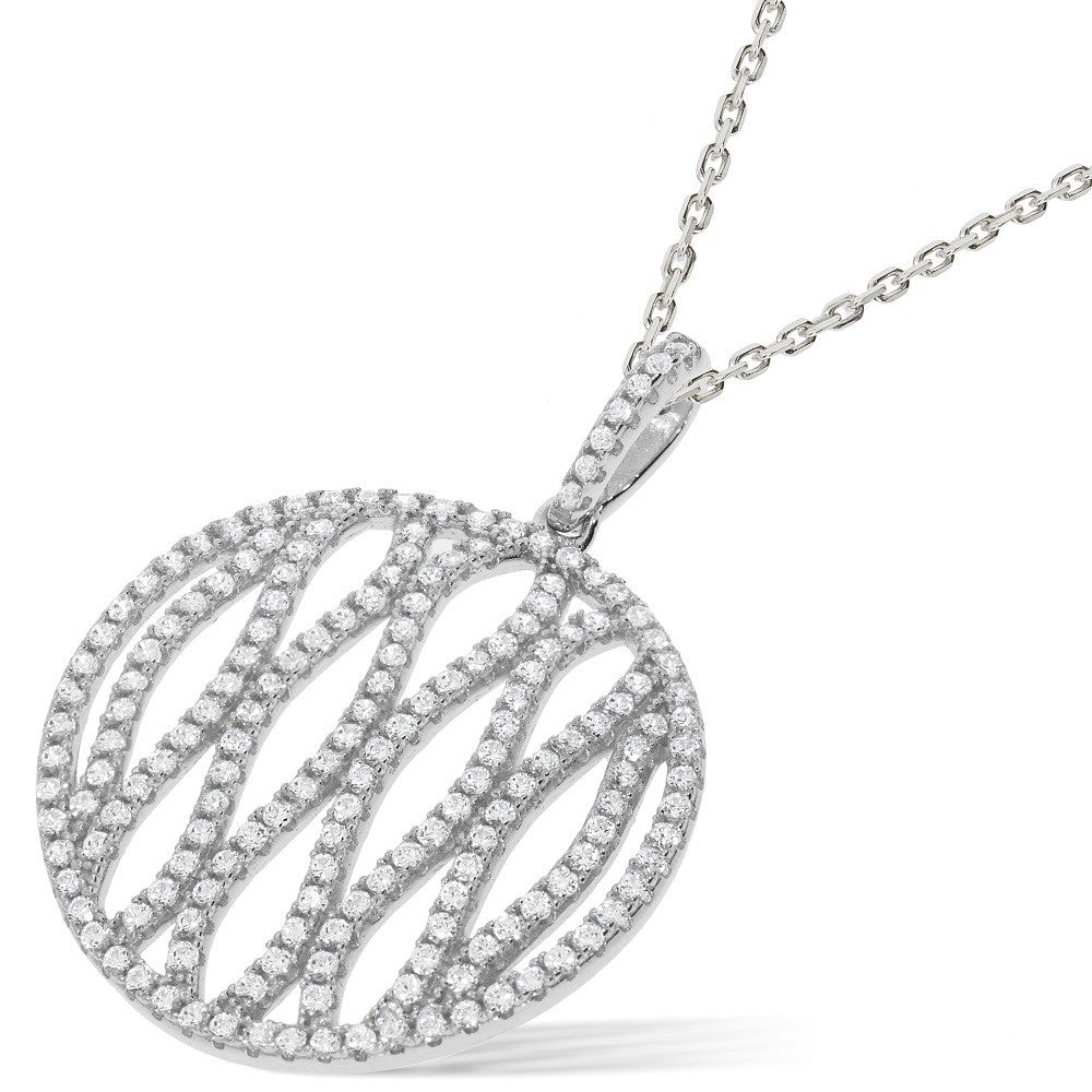 Sterling Silver Fancy Circle CZ Necklace - Samuel Perry
