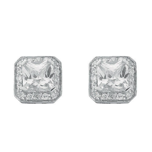 Sterling Silver Fancy Cluster Cz Stud Earrings - Samuel Perry