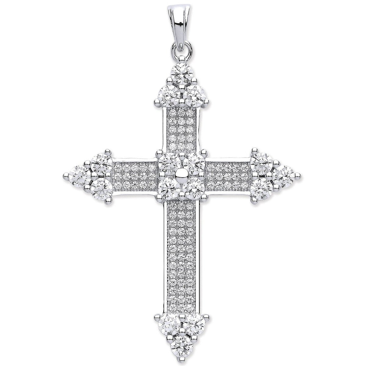 Sterling Silver Fancy CZ Cross Pendant – Distinctive Craftsmanship - Samuel Perry