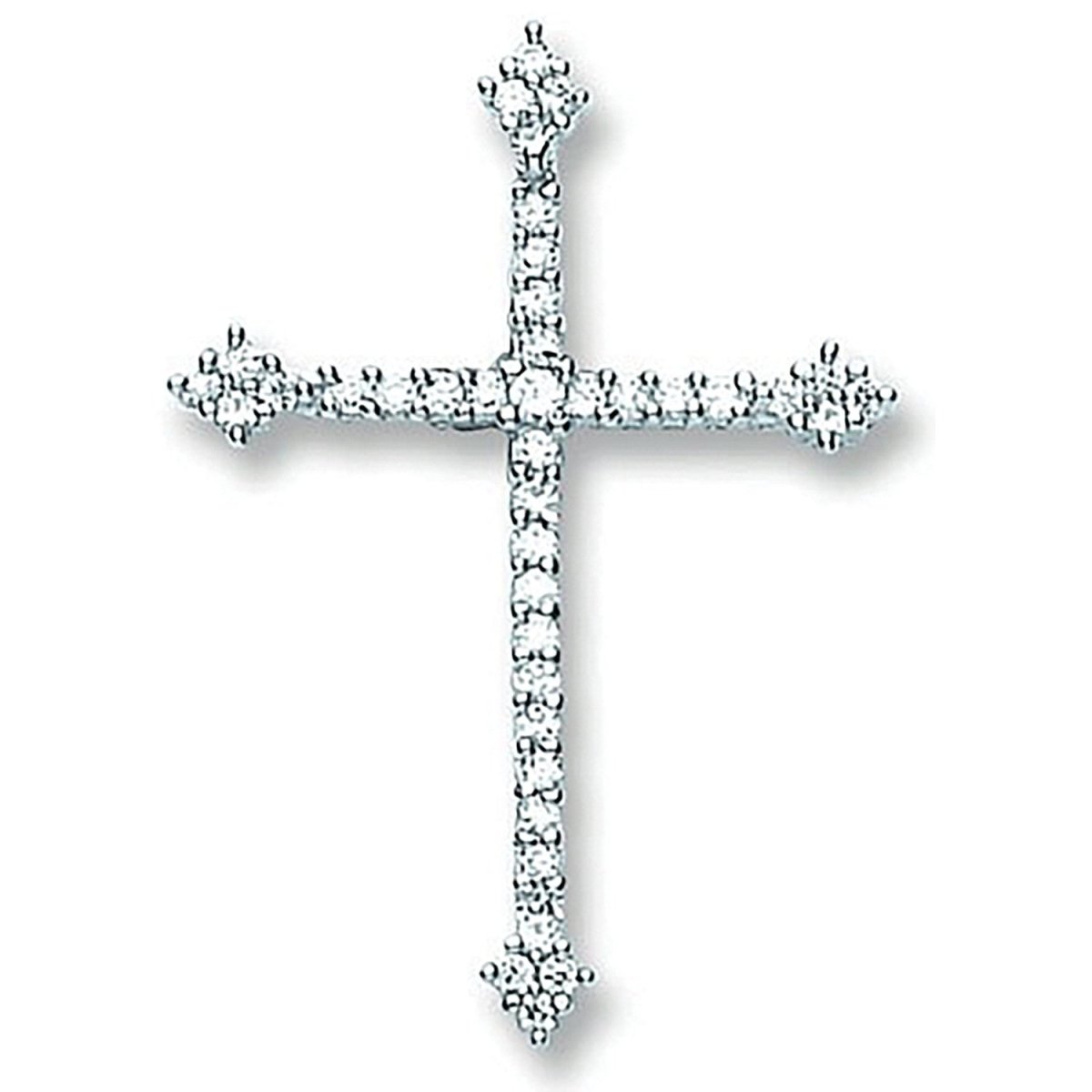 Sterling Silver Fancy CZ Cross Pendant – Elegant & Detailed Design - Samuel Perry