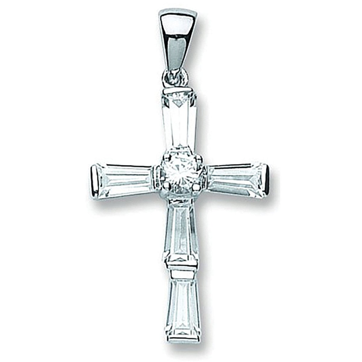 Sterling Silver Fancy CZ Cross Pendant – Elegant & Eye - Catching Design - Samuel Perry