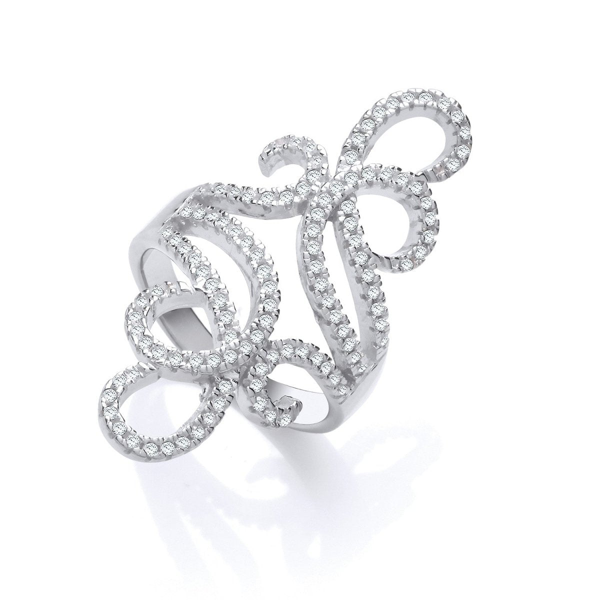 Sterling Silver Fancy CZ Long Top Ring - Samuel Perry