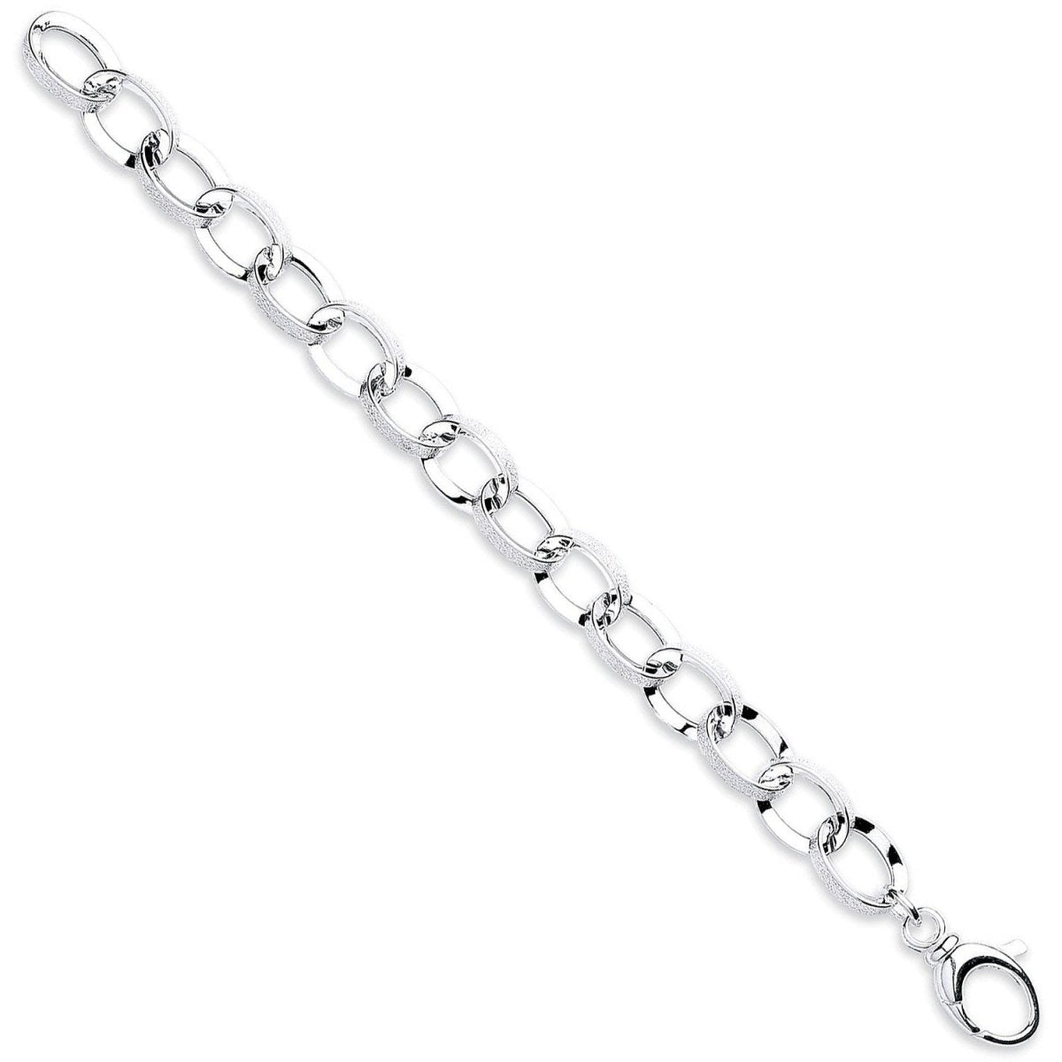 Sterling Silver Fancy Oval Link Bracelet - Samuel Perry