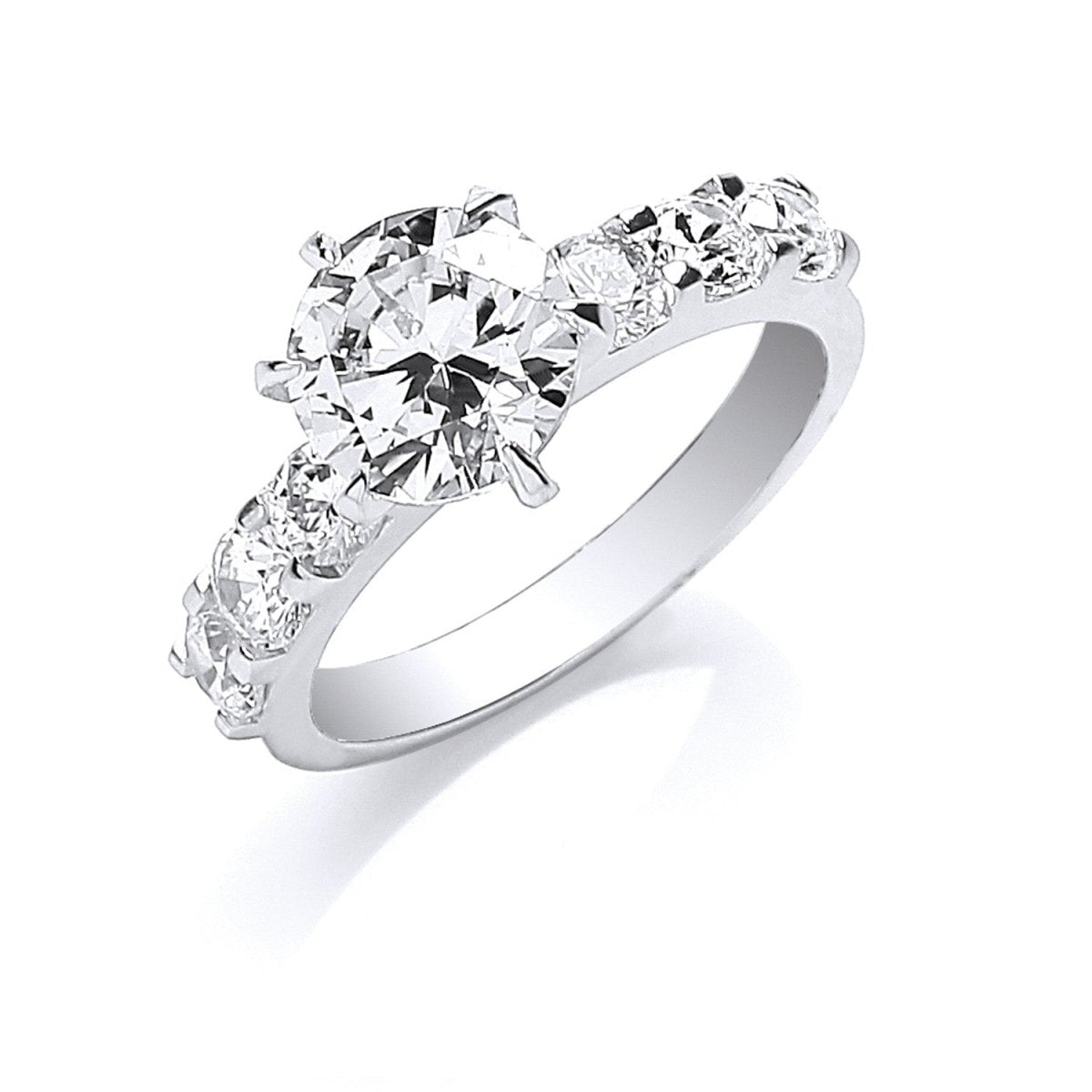 Sterling Silver Fancy Round Brilliant Centre Cz Ring - Samuel Perry