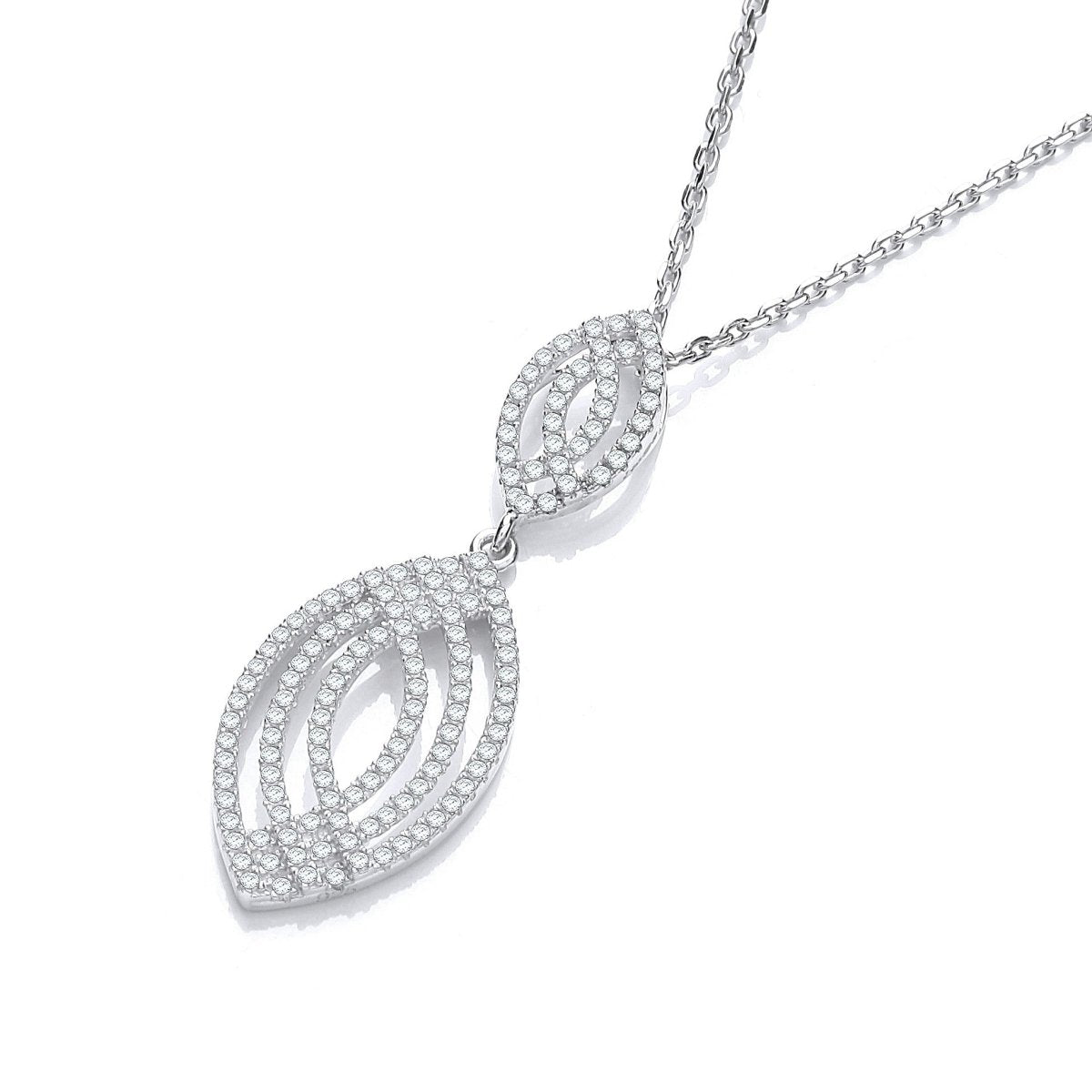 Sterling Silver Fancy Style CZ Necklace - Samuel Perry