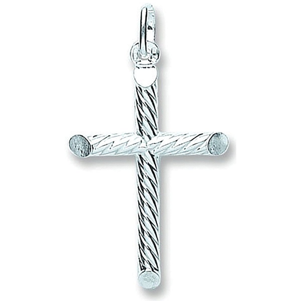 Sterling Silver Fancy Tubed Cross Pendant – Sleek & Timeless Design - Samuel Perry