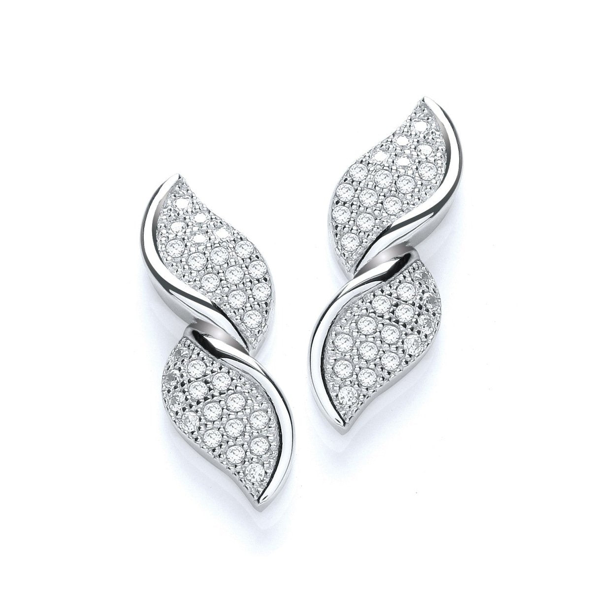 Sterling Silver Fancy Twist CZ Stud Earrings - Samuel Perry