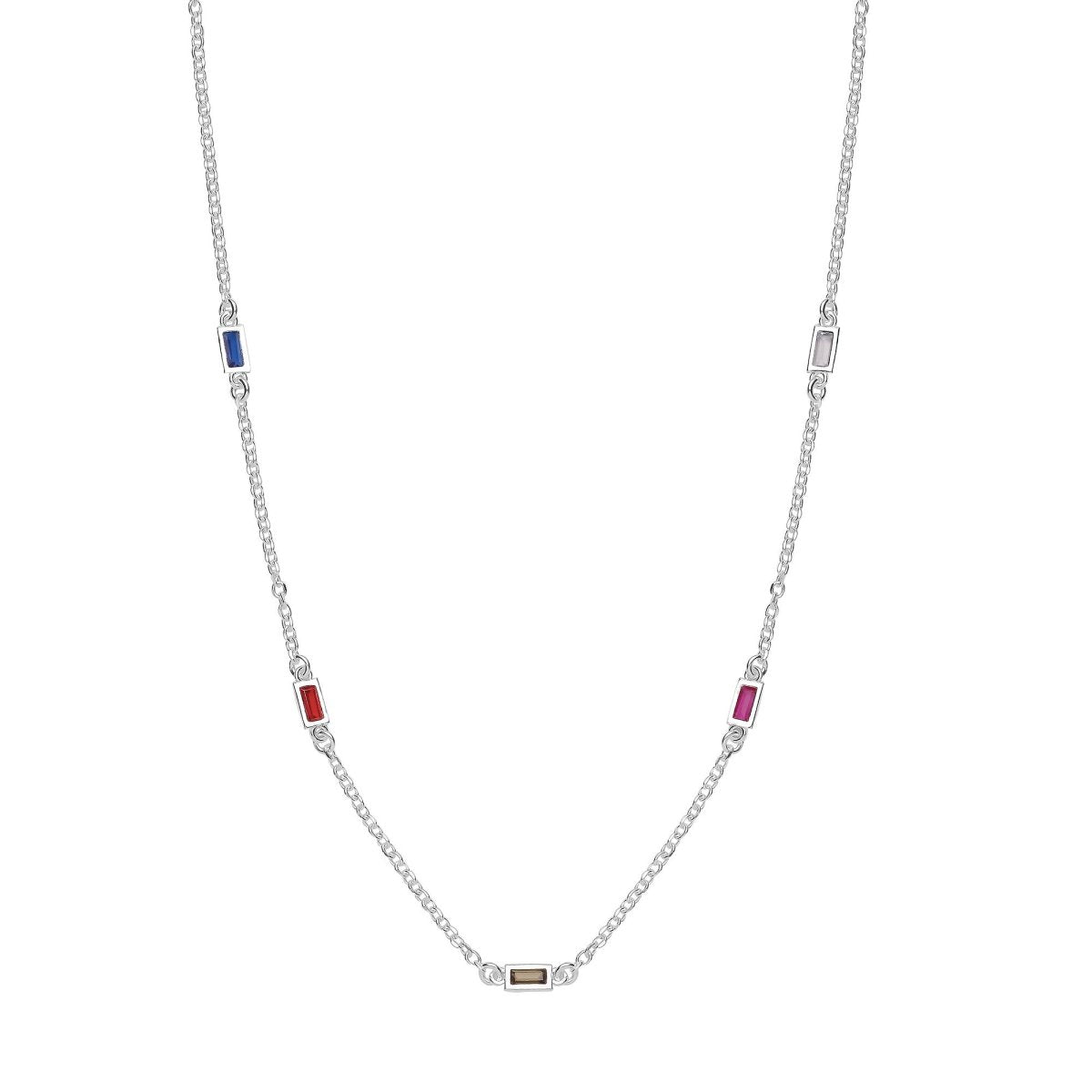 Sterling Silver Five Colour CZ Necklace & Bracelet - Samuel Perry