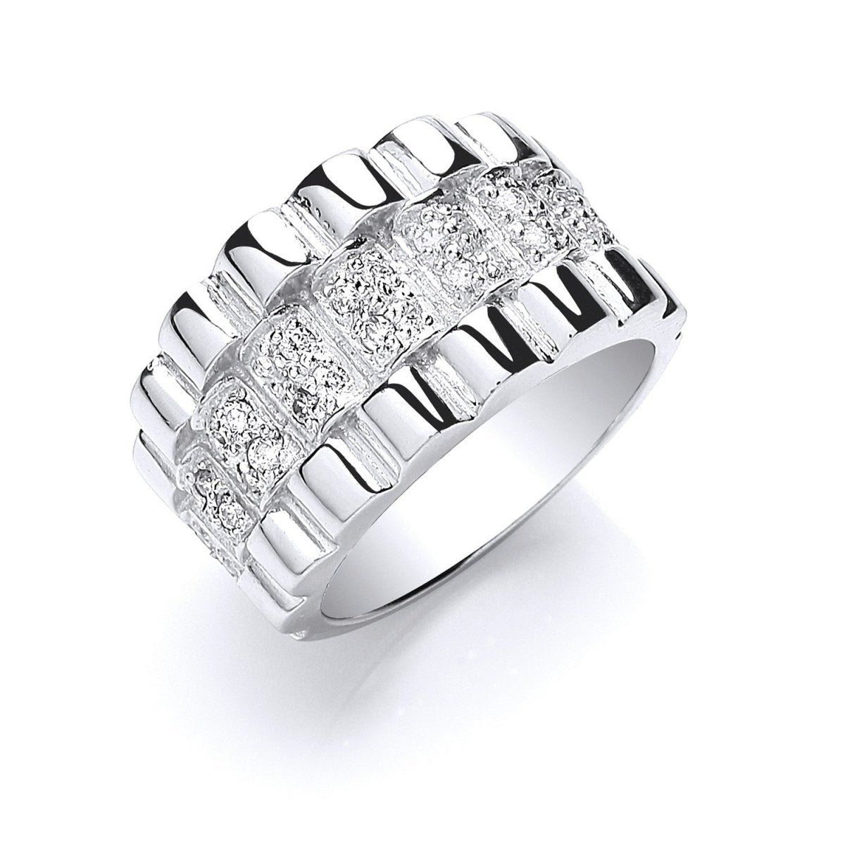 Sterling Silver Gents Cz Ring - Samuel Perry
