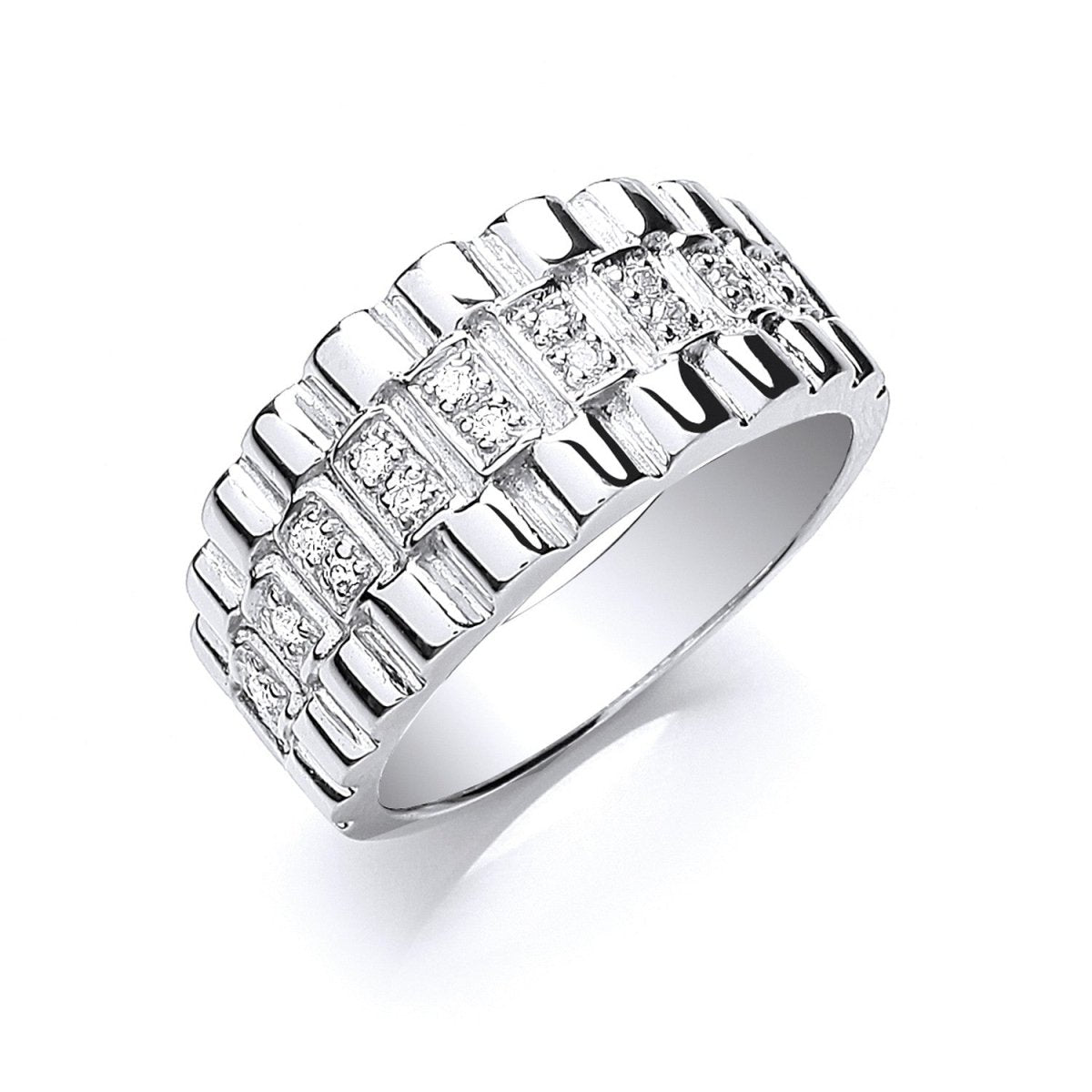 Sterling Silver Gents Cz Ring - Samuel Perry