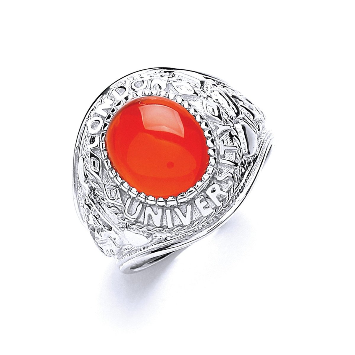 Sterling Silver Gents Red Stone College Ring - Samuel Perry