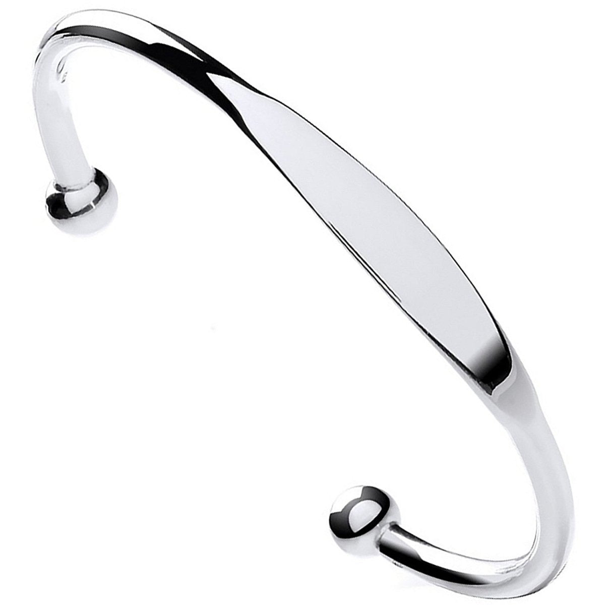 Sterling Silver Gents Solid Torque Bangle with ID Plate - Samuel Perry