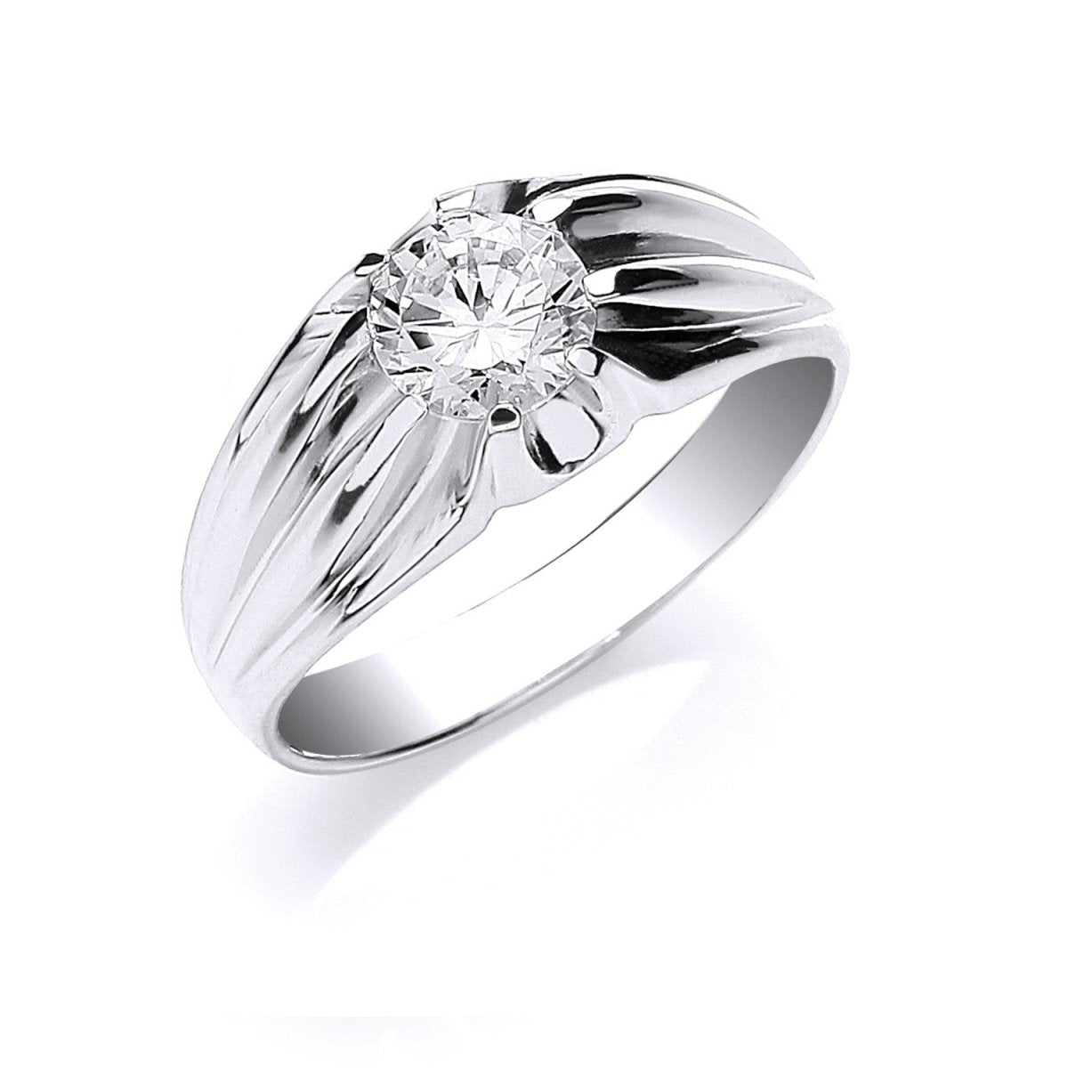Sterling Silver Gents S/S Cz Ring - Samuel Perry