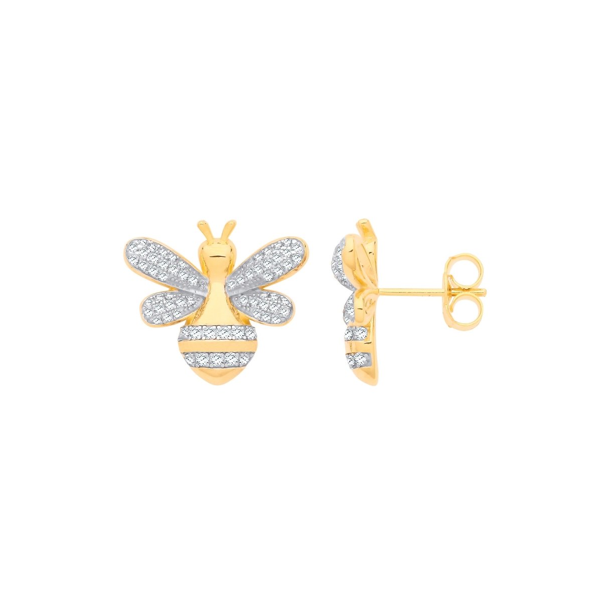 Sterling Silver Gold plated Bumblebee Stud Earrings - Samuel Perry