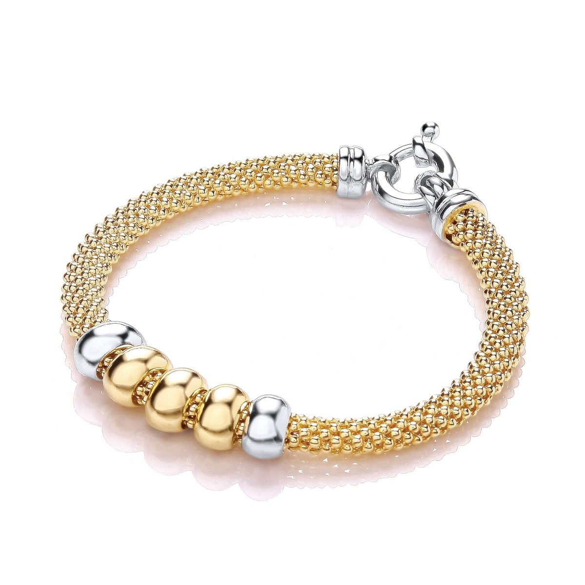 Sterling Silver & Gold Vermeil Bead Mesh Bracelet - Samuel Perry
