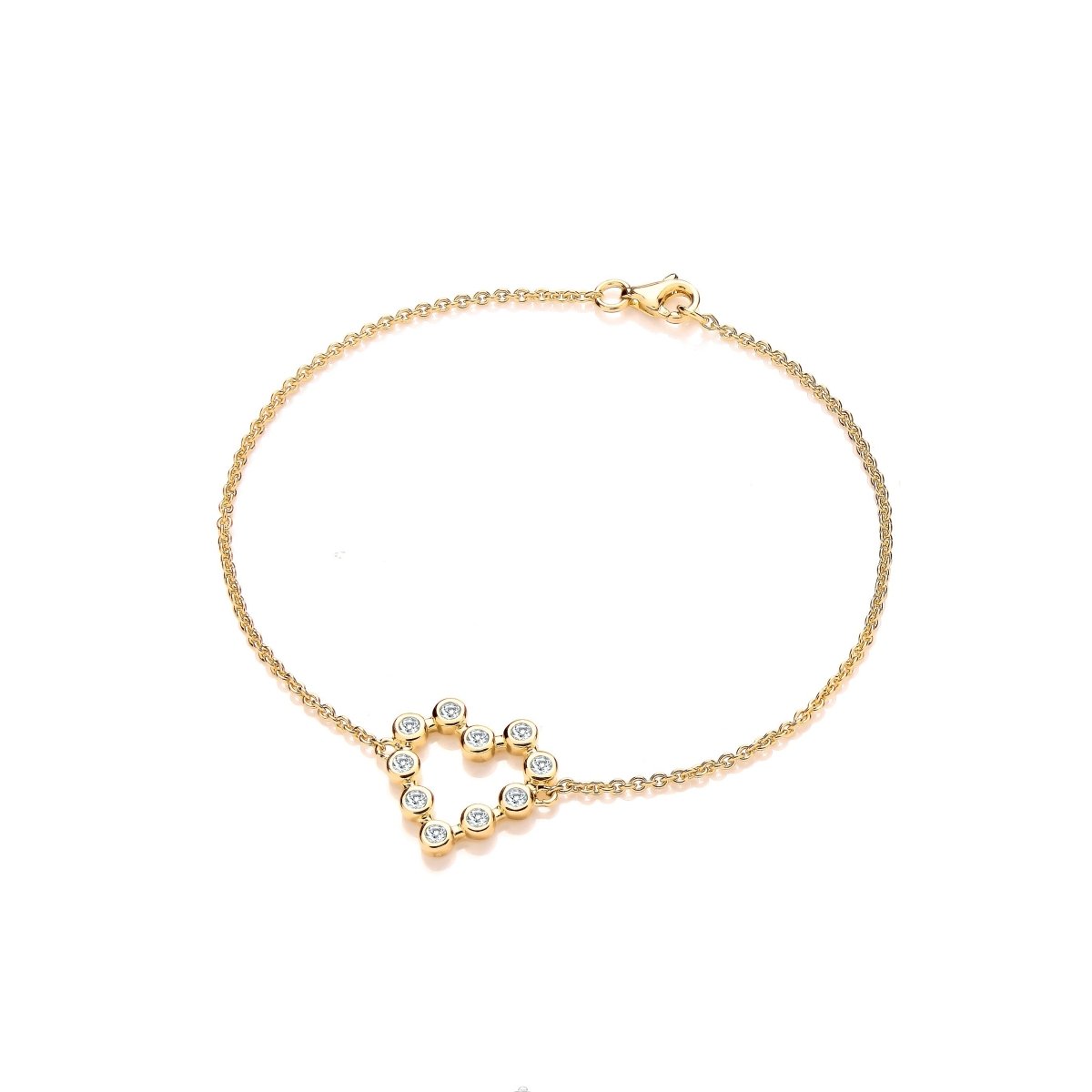 Sterling Silver & Gold Vermeil Heart CZ Bracelet - Samuel Perry