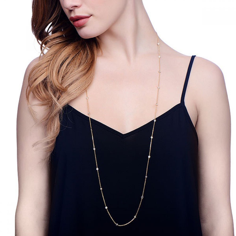 Sterling Silver & Gold Vermeil Rubover CZ 38" Necklace - Samuel Perry