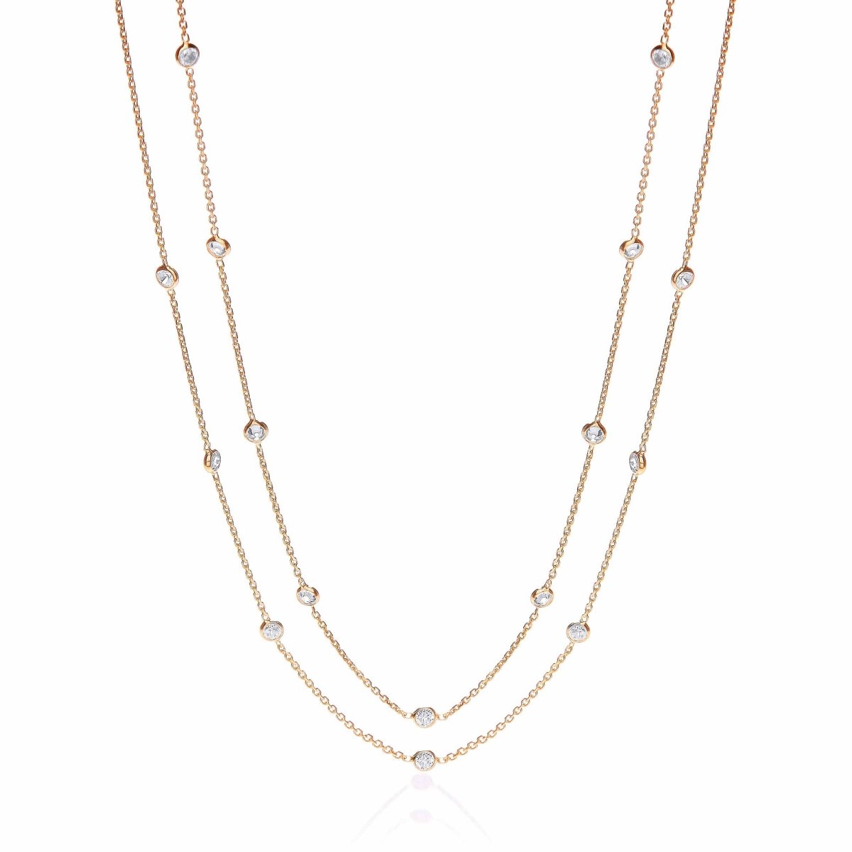Sterling Silver & Gold Vermeil Rubover CZ 38" Necklace - Samuel Perry