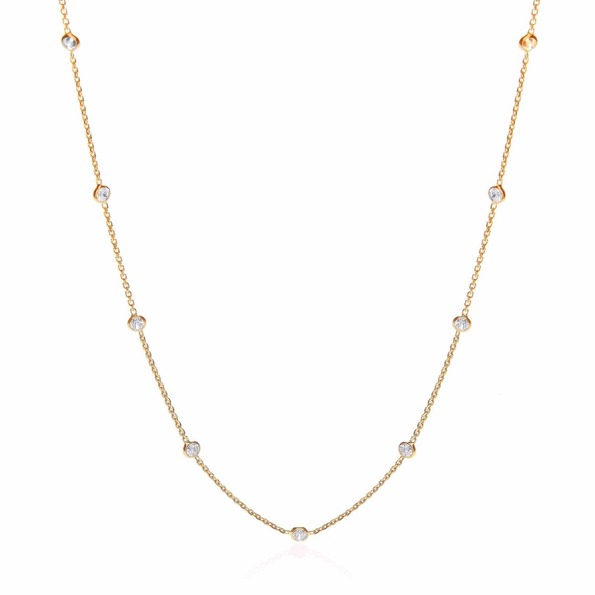 Sterling Silver & Gold Vermeil Rubover CZ Drop Necklace - Samuel Perry